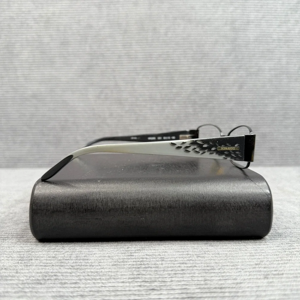 Nina Ricci NR2255 Black Oval Eyeglasses Metal Frames Womens Y2K
